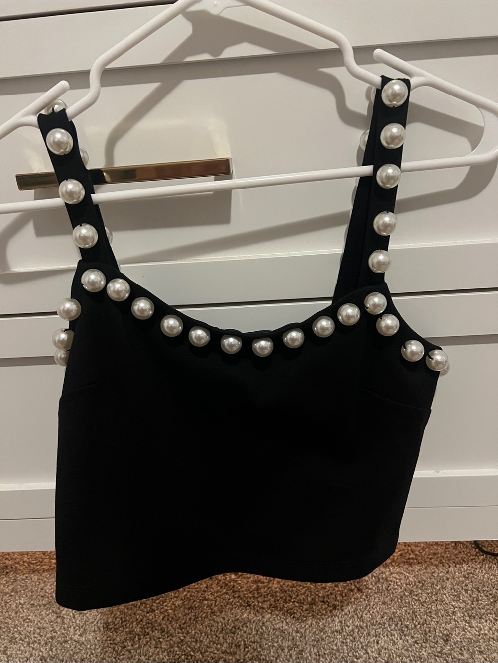 Forever 21 Black Pearl-Trim Crop Top